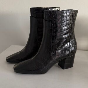 Givenchy Black Croc-Embossed Ankle Boots